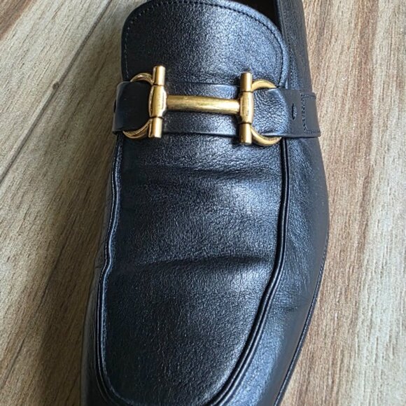 Men\'s Salvatore Ferragamo lavorazione D Leather Black Loafer Size 9D main image 7